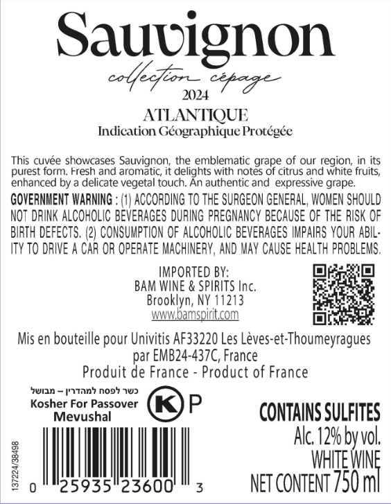 Carrement Sauvignon IGP Atlantique 2024